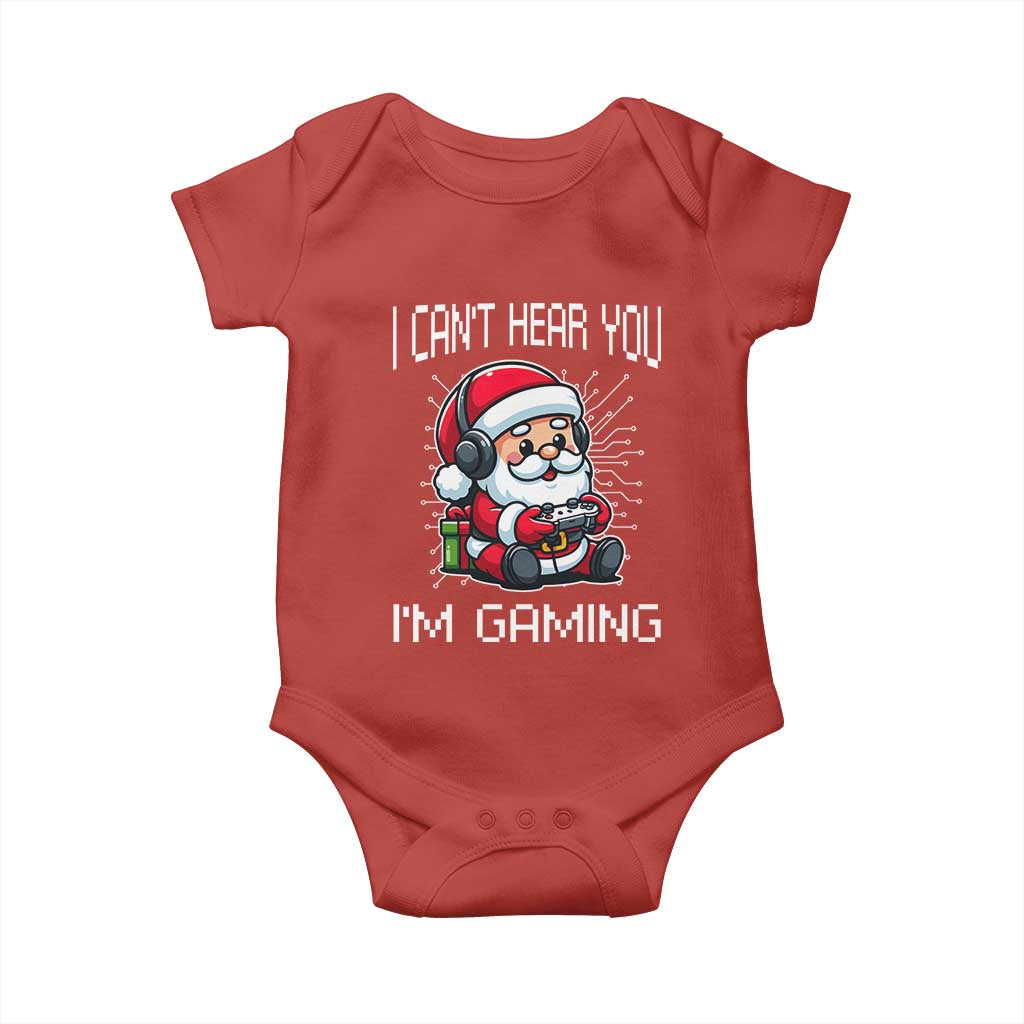Funny Santa Gamer Christmas Baby Onesie I Can Not Hear You I Am Gaming TS14 Red Print Your Wear