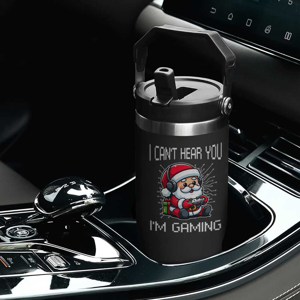 Funny Santa Gamer Christmas Flip Straw Tumbler I Can Not Hear You I Am Gaming TS14 Print Your Wear