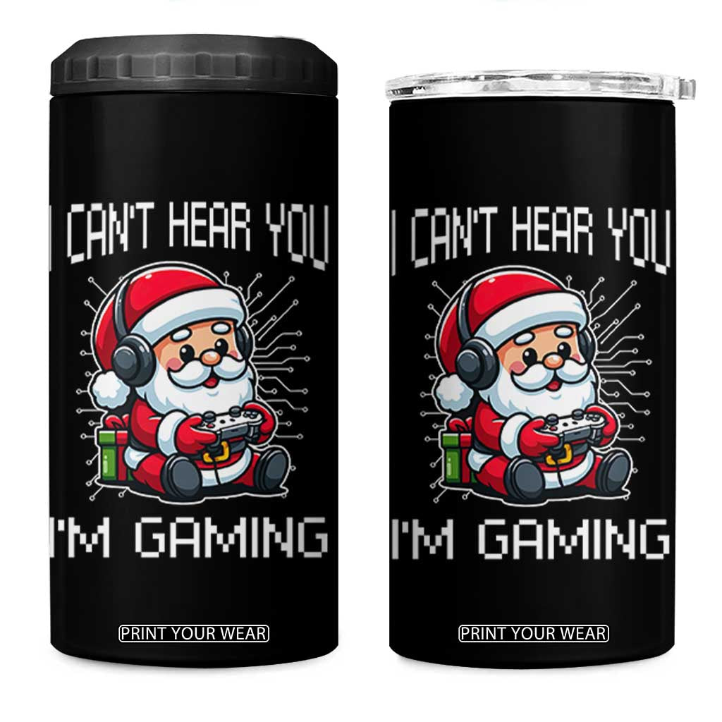Funny Santa Gamer Christmas 4 in 1 Can Cooler Tumbler I Can Not Hear You I Am Gaming TS14 One Size: 16 oz Black Print Your Wear