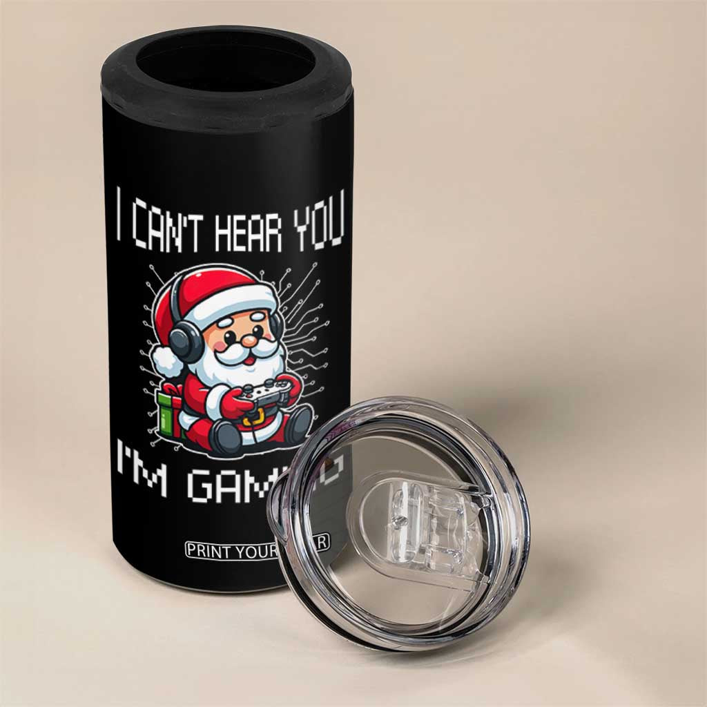 Funny Santa Gamer Christmas 4 in 1 Can Cooler Tumbler I Can Not Hear You I Am Gaming TS14 Print Your Wear