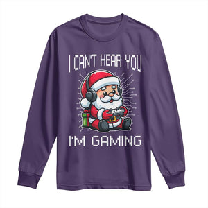 Funny Santa Gamer Christmas Long Sleeve Shirt I Can Not Hear You I Am Gaming TS14 Purple Print Your Wear