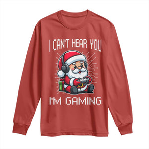 Funny Santa Gamer Christmas Long Sleeve Shirt I Can Not Hear You I Am Gaming TS14 Red Print Your Wear