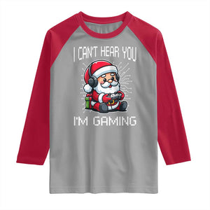 Funny Santa Gamer Christmas Raglan Shirt I Can Not Hear You I Am Gaming TS14 Sport Gray Red Print Your Wear