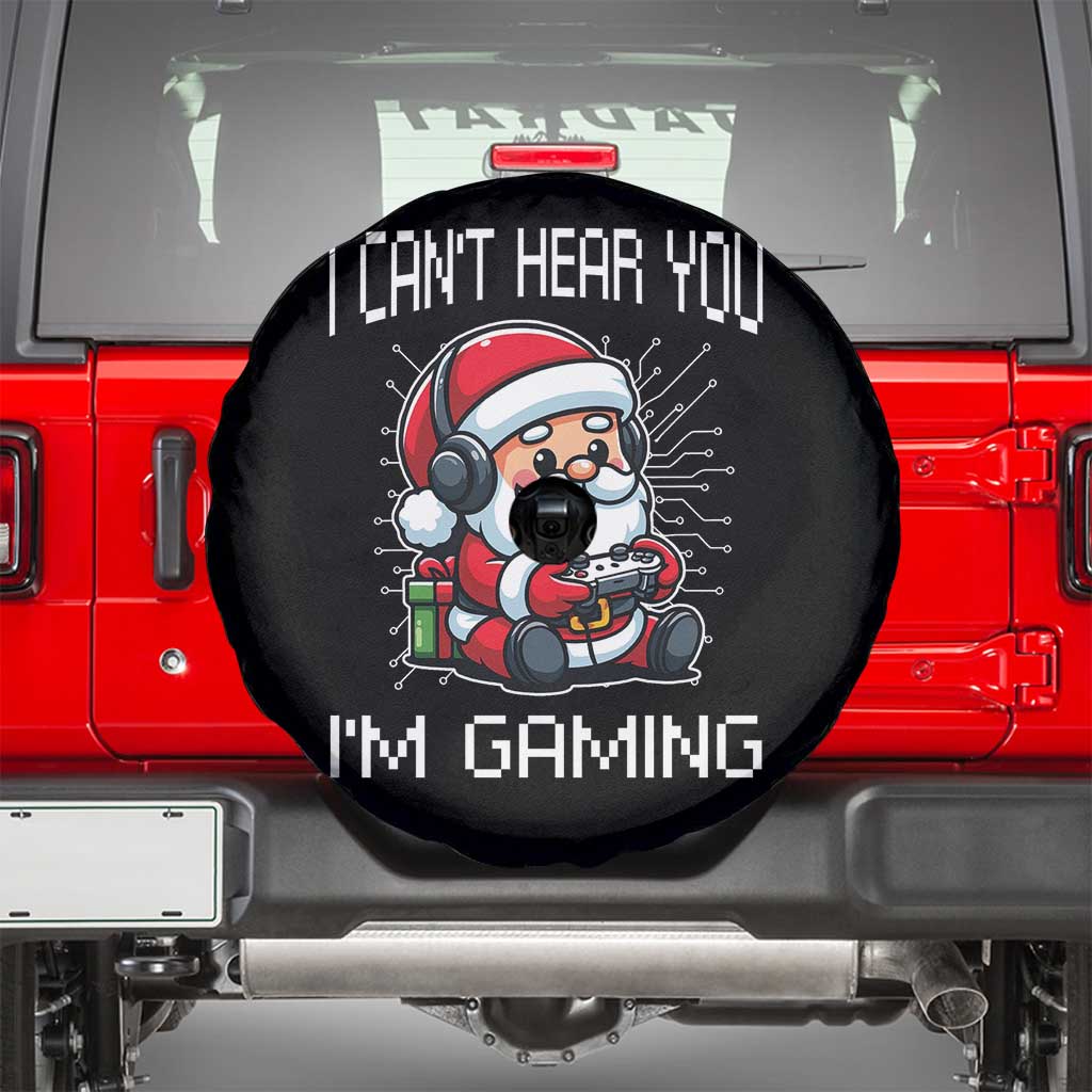 Funny Santa Gamer Christmas Spare Tire Cover I Can Not Hear You I Am Gaming TS14 Black Print Your Wear