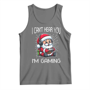 Funny Santa Gamer Christmas Tank Top I Can Not Hear You I Am Gaming TS14 Black Heather Print Your Wear