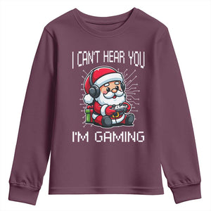 Funny Santa Gamer Christmas Youth Sweatshirt I Can Not Hear You I Am Gaming TS14 Maroon Print Your Wear