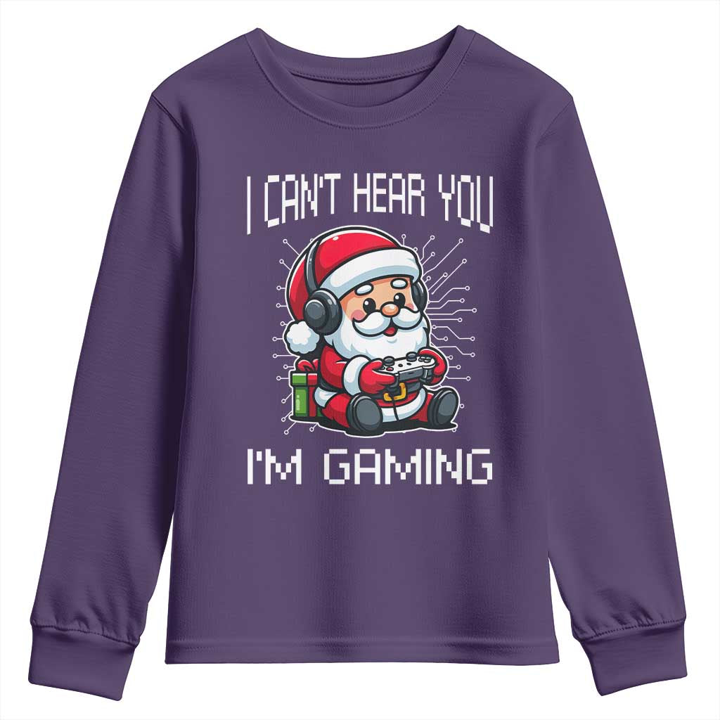 Funny Santa Gamer Christmas Youth Sweatshirt I Can Not Hear You I Am Gaming TS14 Purple Print Your Wear