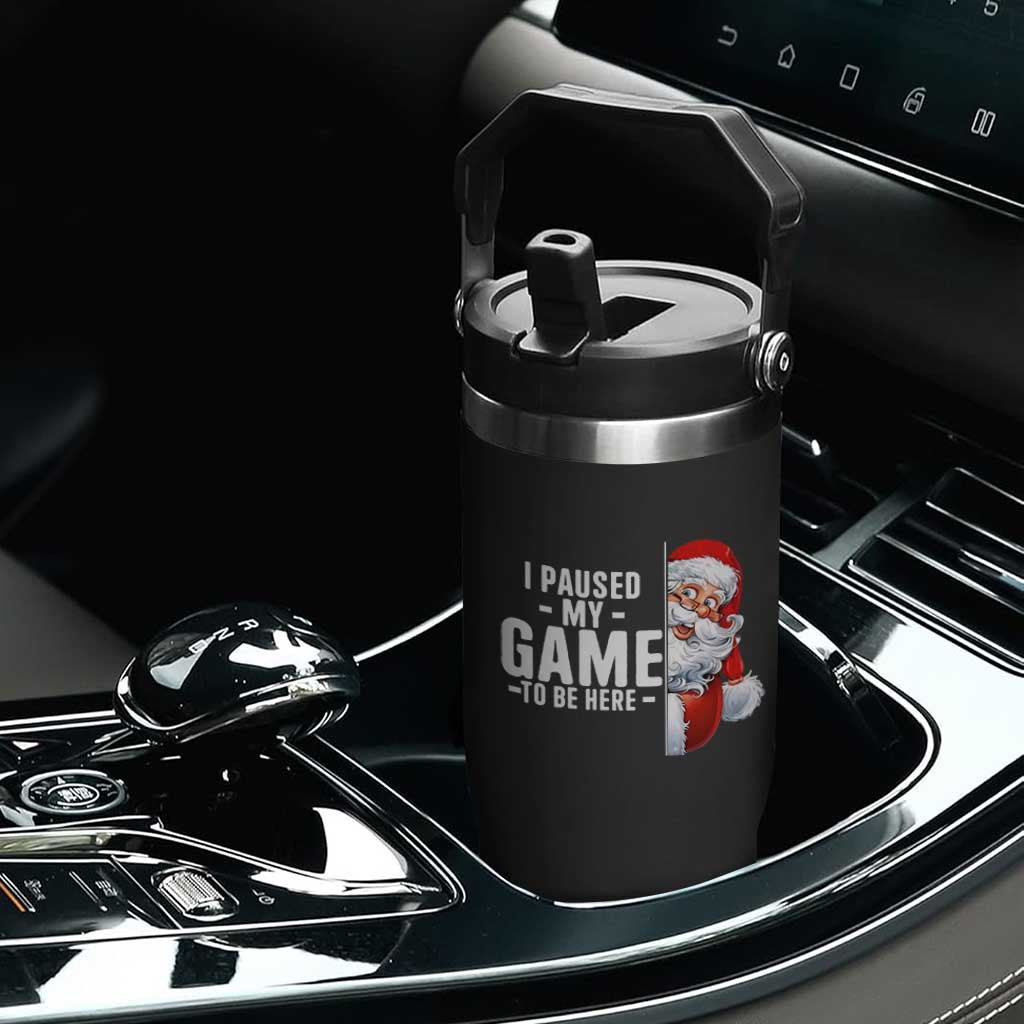 Funny Santa Gamer Christmas Flip Straw Tumbler I Paused My Game To Be Here TS14 Print Your Wear