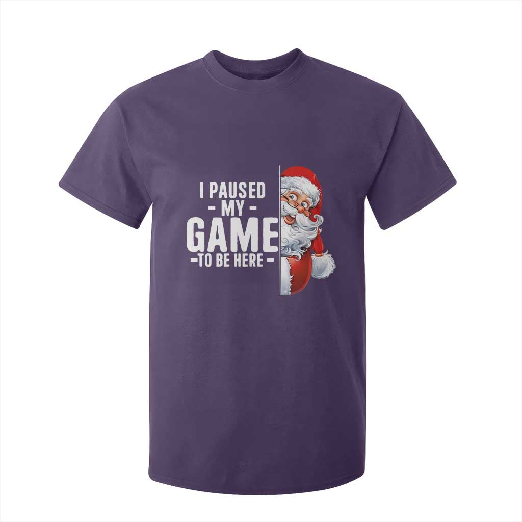 Funny Santa Gamer Christmas T Shirt For Kid I Paused My Game To Be Here TS14 Purple Print Your Wear