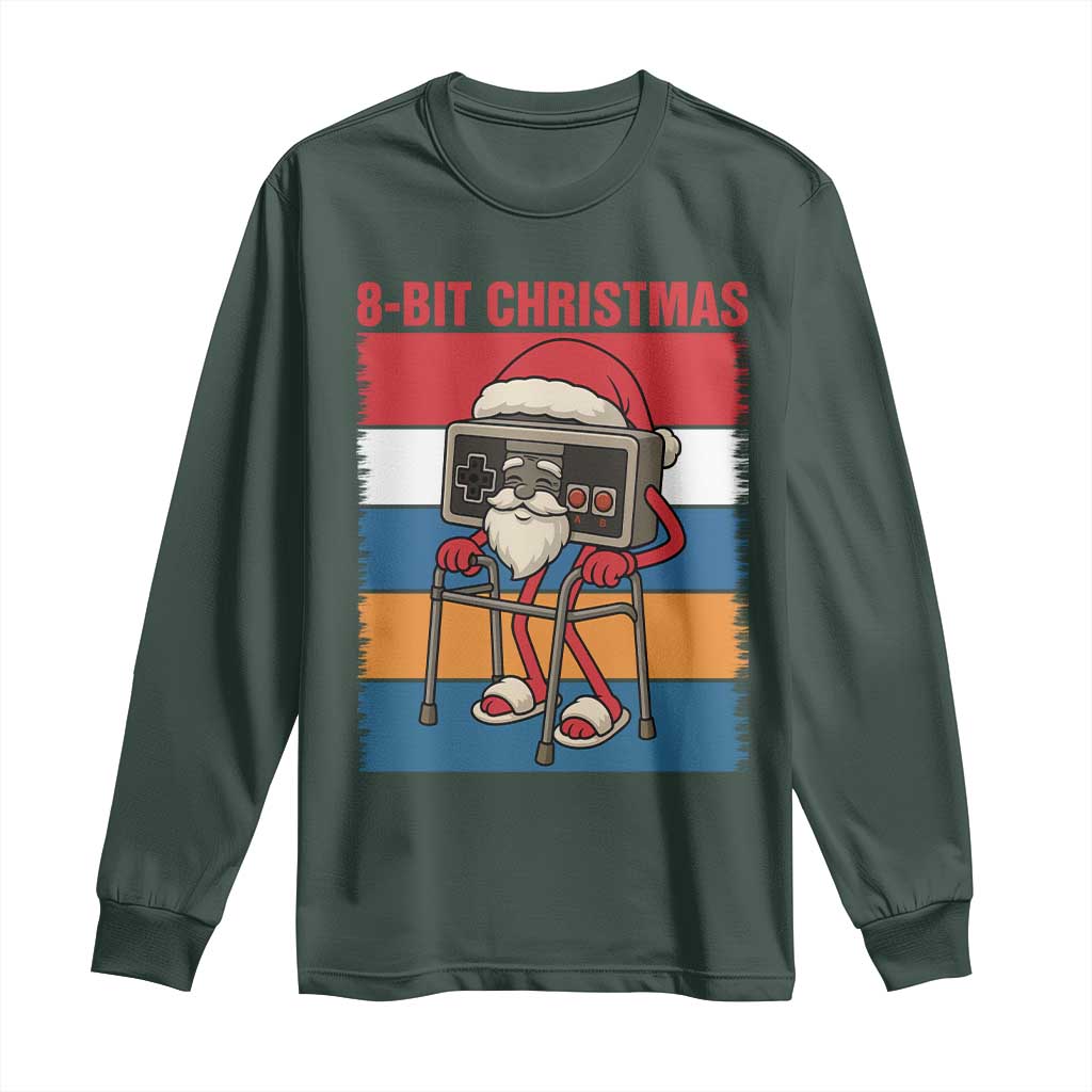 Funny Old Gamer Christmas Long Sleeve Shirt Retro 80s 90s Video Game TS14 Dark Forest Green Print Your Wear