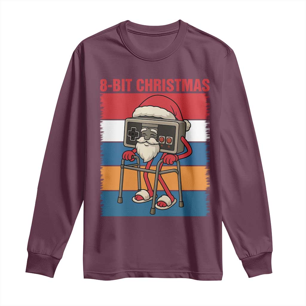 Funny Old Gamer Christmas Long Sleeve Shirt Retro 80s 90s Video Game TS14 Maroon Print Your Wear