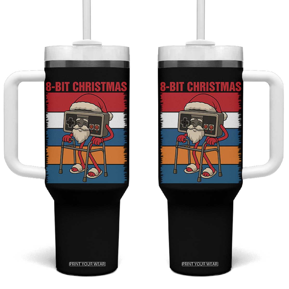 Funny Old Gamer Christmas Tumbler With Handle Retro 80s 90s Video Game TS14 One Size: 40 oz Black Print Your Wear