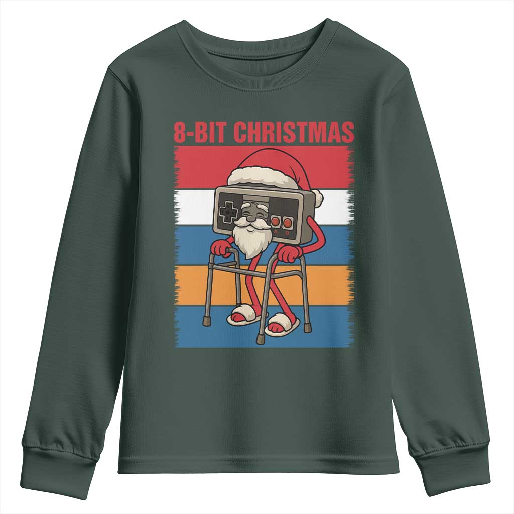 Funny Old Gamer Christmas Youth Sweatshirt Retro 80s 90s Video Game TS14 Dark Forest Green Print Your Wear