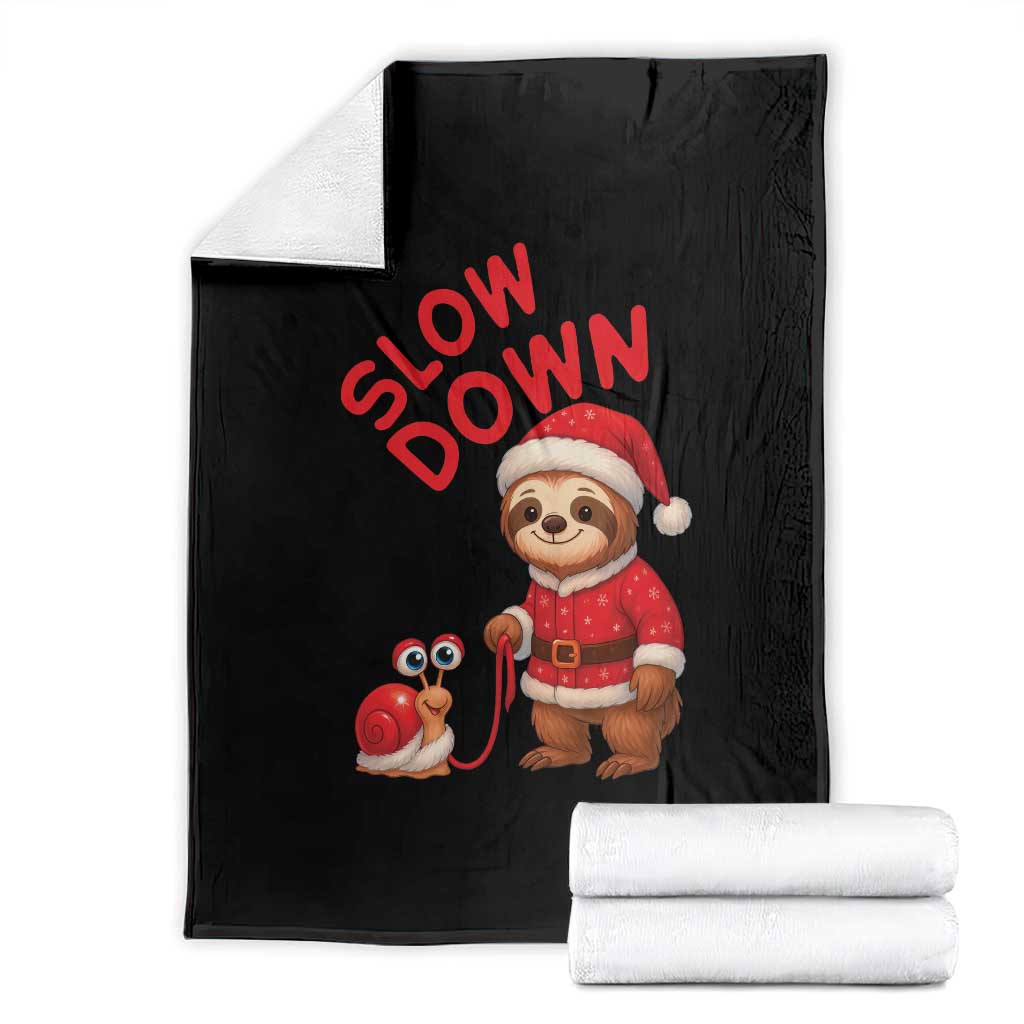 Funny Sloth Snail Christmas Throw Blanket Slow Down Xmas TS14 Black Print Your Wear