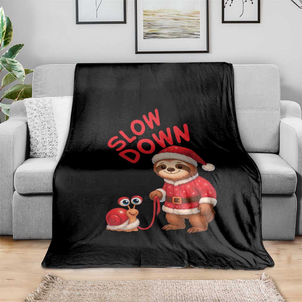 Funny Sloth Snail Christmas Throw Blanket Slow Down Xmas TS14 Print Your Wear