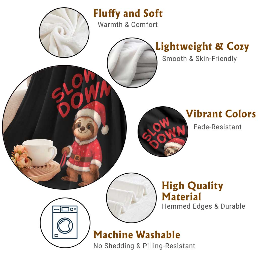 Funny Sloth Snail Christmas Throw Blanket Slow Down Xmas TS14 Print Your Wear