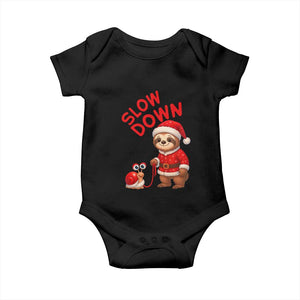 Funny Sloth Snail Christmas Baby Onesie Slow Down Xmas TS14 Black Print Your Wear