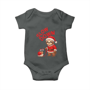 Funny Sloth Snail Christmas Baby Onesie Slow Down Xmas TS14 Dark Heather Print Your Wear