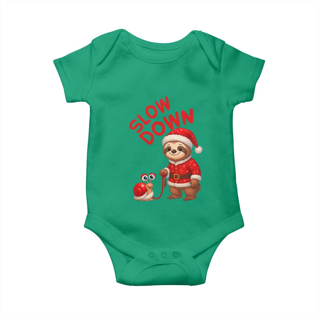 Funny Sloth Snail Christmas Baby Onesie Slow Down Xmas TS14 Irish Green Print Your Wear