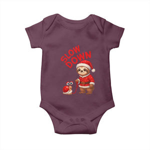 Funny Sloth Snail Christmas Baby Onesie Slow Down Xmas TS14 Maroon Print Your Wear