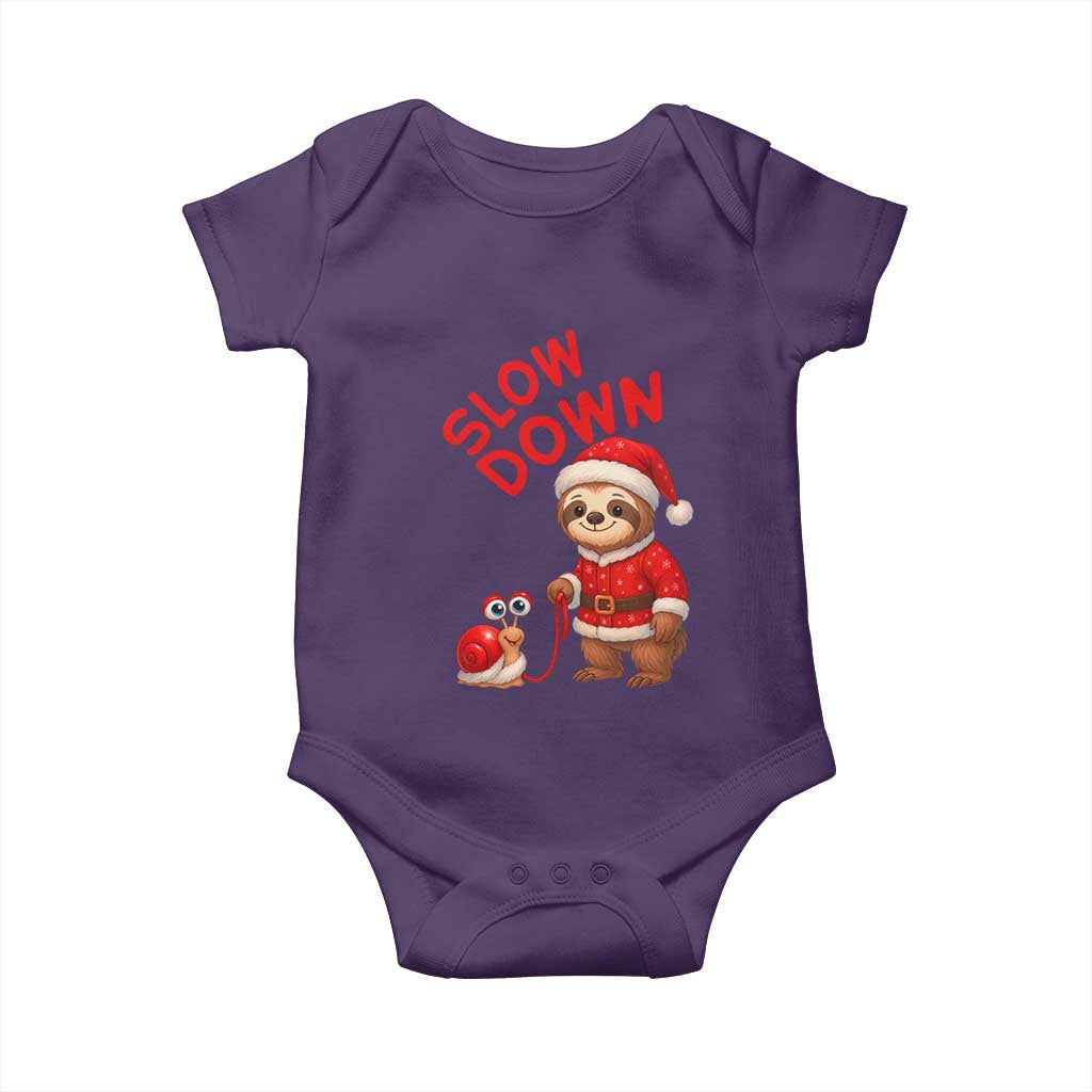 Funny Sloth Snail Christmas Baby Onesie Slow Down Xmas TS14 Purple Print Your Wear