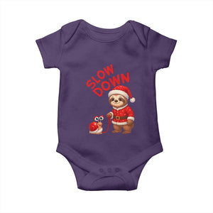 Funny Sloth Snail Christmas Baby Onesie Slow Down Xmas TS14 Purple Print Your Wear