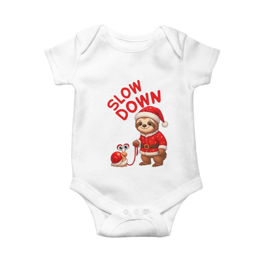 Funny Sloth Snail Christmas Baby Onesie Slow Down Xmas TS14 White Print Your Wear