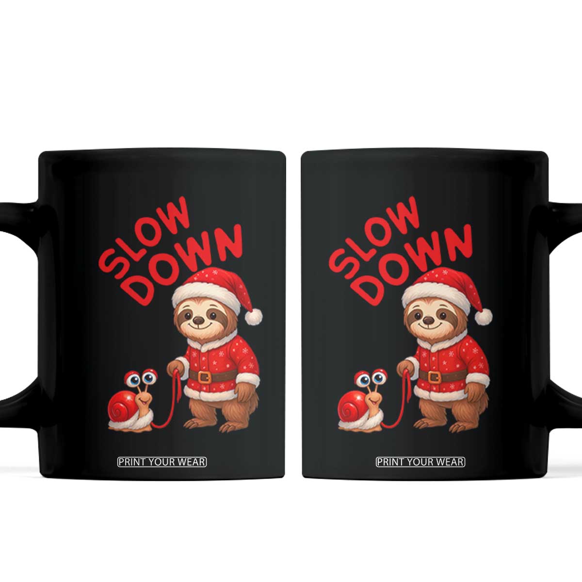 Funny Sloth Snail Christmas Coffee Mug Slow Down Xmas TS14 Black Print Your Wear