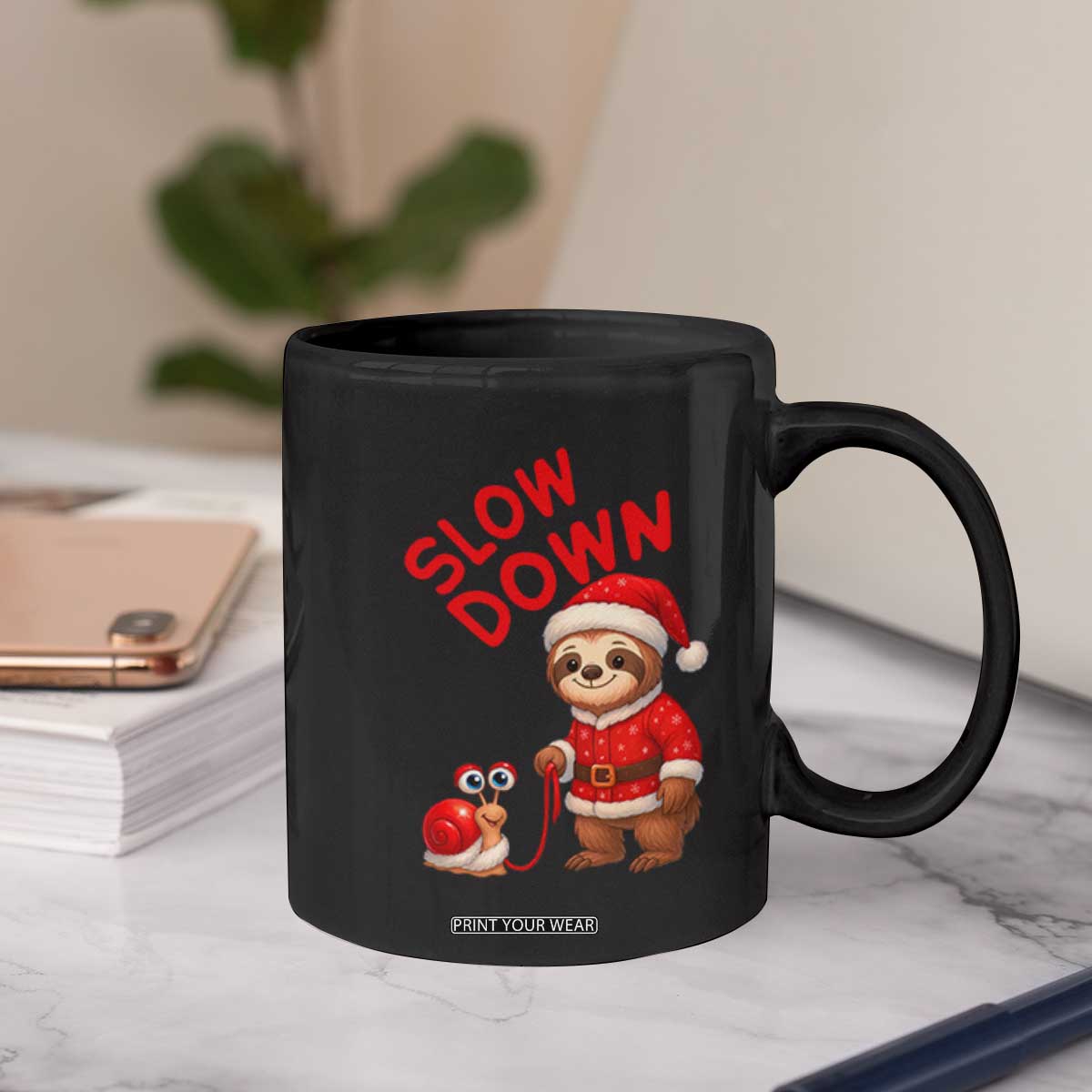 Funny Sloth Snail Christmas Coffee Mug Slow Down Xmas TS14 Print Your Wear