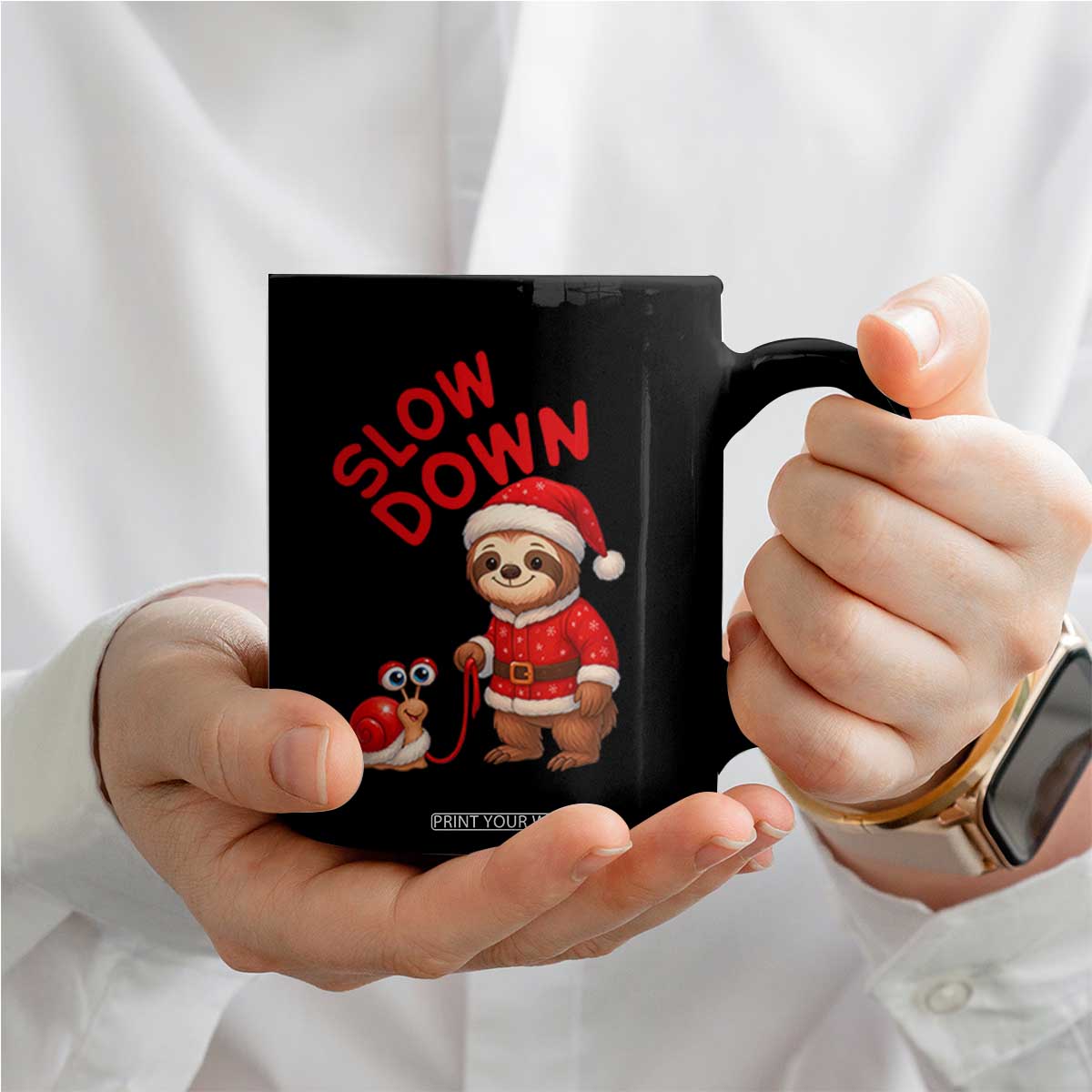 Funny Sloth Snail Christmas Coffee Mug Slow Down Xmas TS14 Print Your Wear