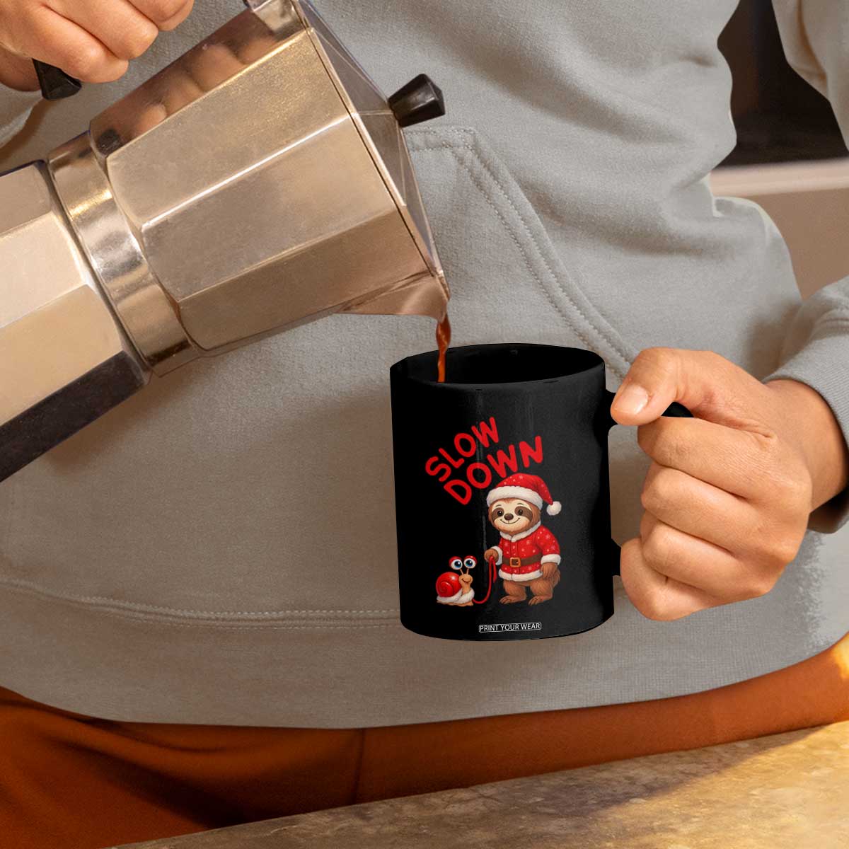 Funny Sloth Snail Christmas Coffee Mug Slow Down Xmas TS14 Print Your Wear
