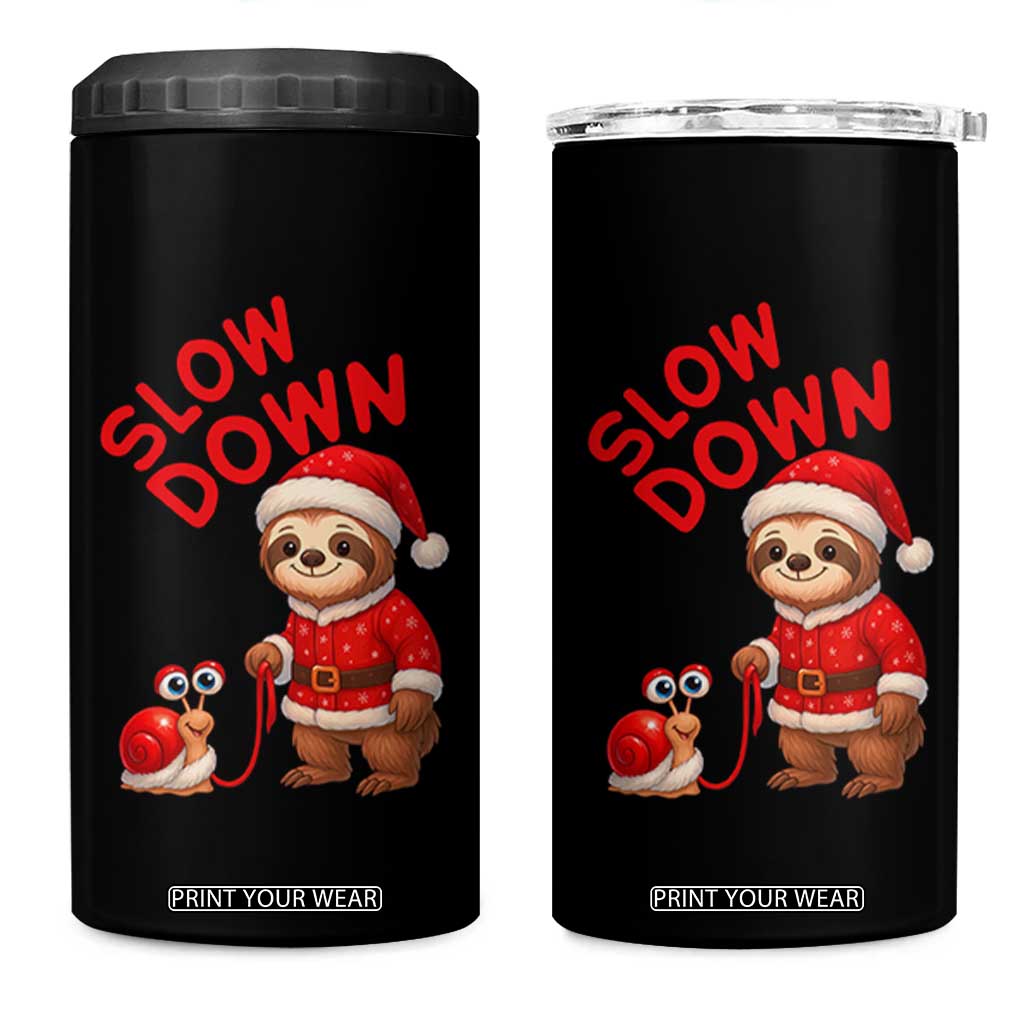 Funny Sloth Snail Christmas 4 in 1 Can Cooler Tumbler Slow Down Xmas TS14 One Size: 16 oz Black Print Your Wear