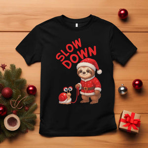 Funny Sloth Snail Christmas T Shirt Slow Down Xmas TS14 Black Print Your Wear