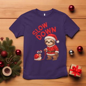 Funny Sloth Snail Christmas T Shirt Slow Down Xmas TS14 Purple Print Your Wear