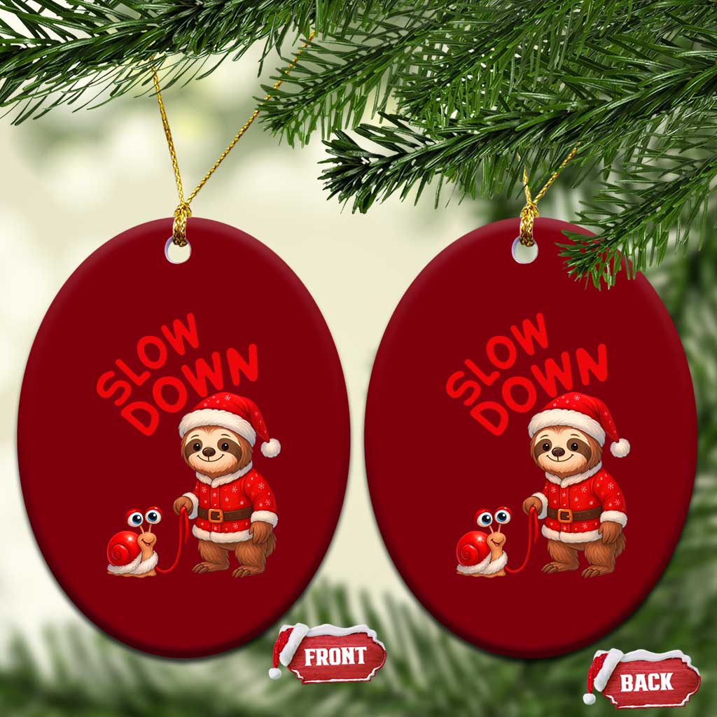 Funny Sloth Snail Christmas Ceramic Ornament Slow Down Xmas TS14 Print Your Wear