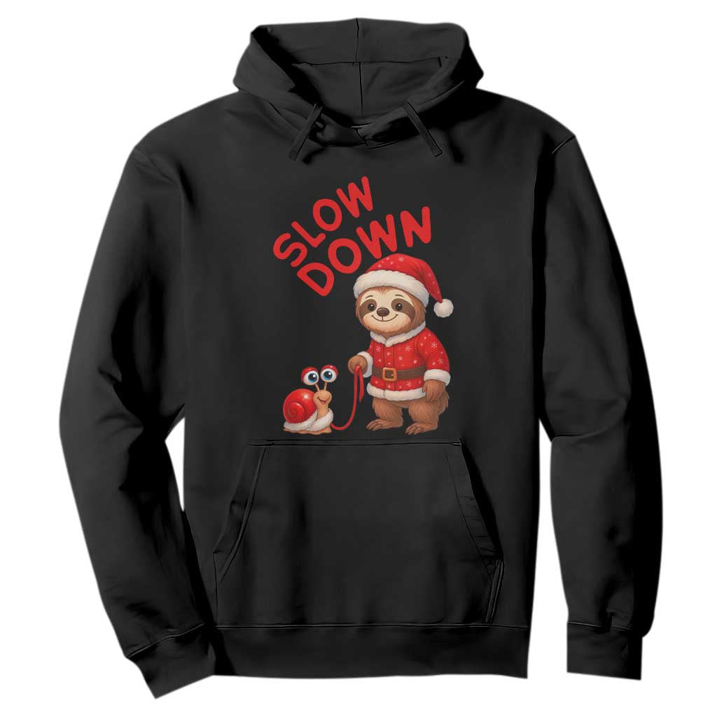 Funny Sloth Snail Christmas Hoodie Slow Down Xmas TS14 Black Print Your Wear