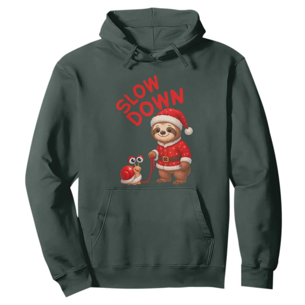 Funny Sloth Snail Christmas Hoodie Slow Down Xmas TS14 Dark Forest Green Print Your Wear