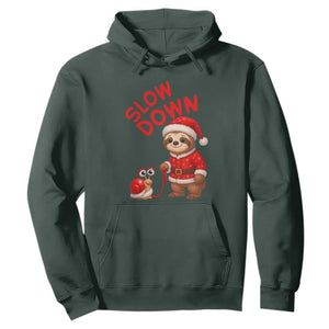 Funny Sloth Snail Christmas Hoodie Slow Down Xmas TS14 Dark Forest Green Print Your Wear