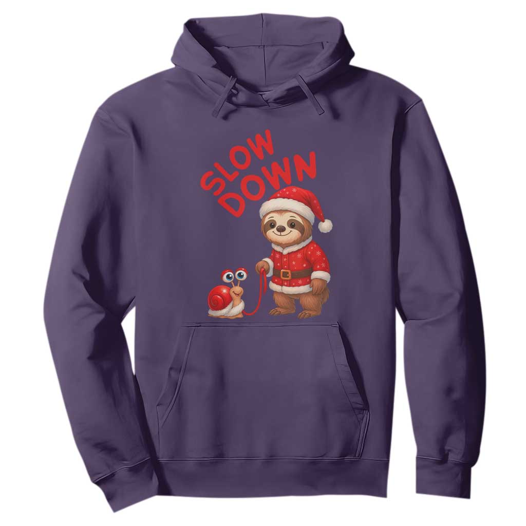 Funny Sloth Snail Christmas Hoodie Slow Down Xmas TS14 Purple Print Your Wear