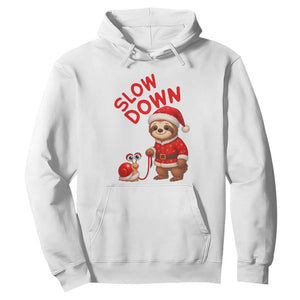 Funny Sloth Snail Christmas Hoodie Slow Down Xmas TS14 White Print Your Wear