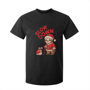 Funny Sloth Snail Christmas T Shirt For Kid Slow Down Xmas TS14 Black Print Your Wear
