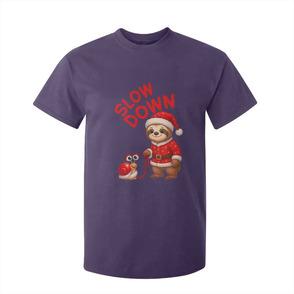 Funny Sloth Snail Christmas T Shirt For Kid Slow Down Xmas TS14 Purple Print Your Wear