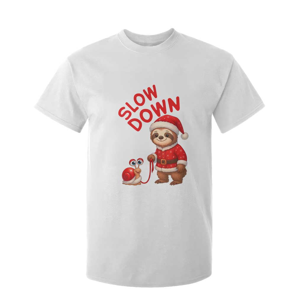 Funny Sloth Snail Christmas T Shirt For Kid Slow Down Xmas TS14 White Print Your Wear