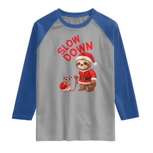 Funny Sloth Snail Christmas Raglan Shirt Slow Down Xmas TS14 Sport Gray Royal Print Your Wear