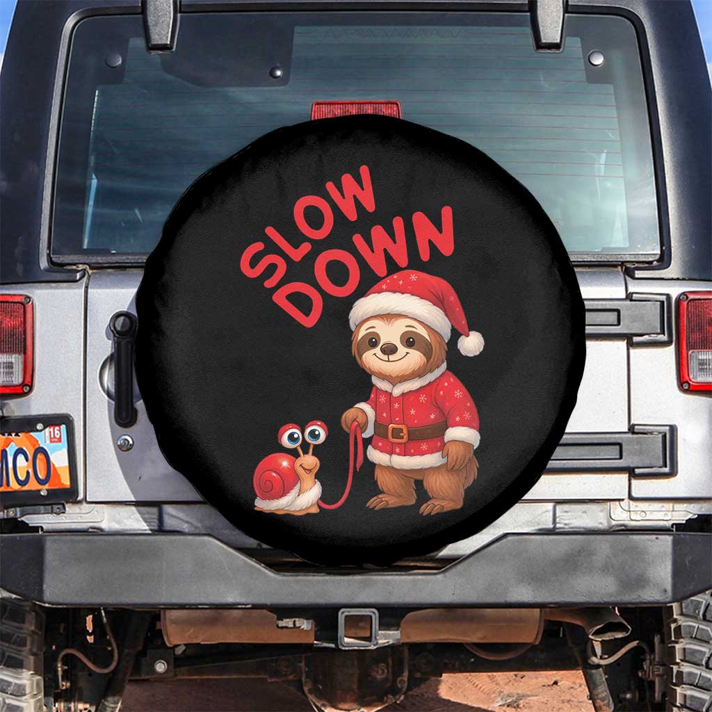 Funny Sloth Snail Christmas Spare Tire Cover Slow Down Xmas TS14 No hole Black Print Your Wear