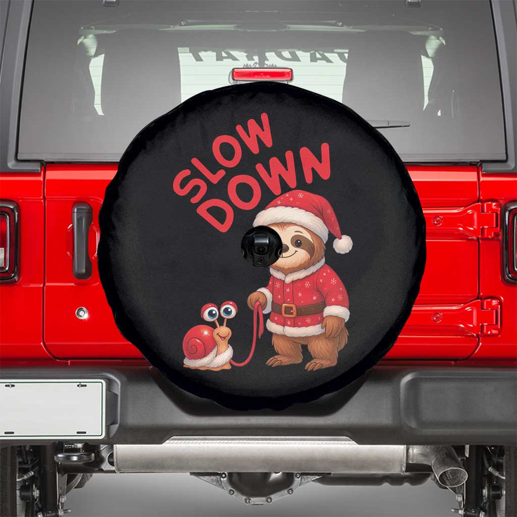 Funny Sloth Snail Christmas Spare Tire Cover Slow Down Xmas TS14 Black Print Your Wear