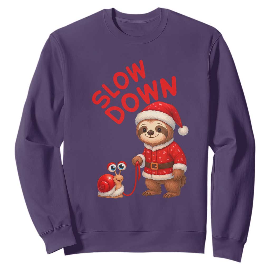 Funny Sloth Snail Christmas Sweatshirt Slow Down Xmas TS14 Purple Print Your Wear