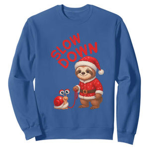 Funny Sloth Snail Christmas Sweatshirt Slow Down Xmas TS14 Royal Blue Print Your Wear