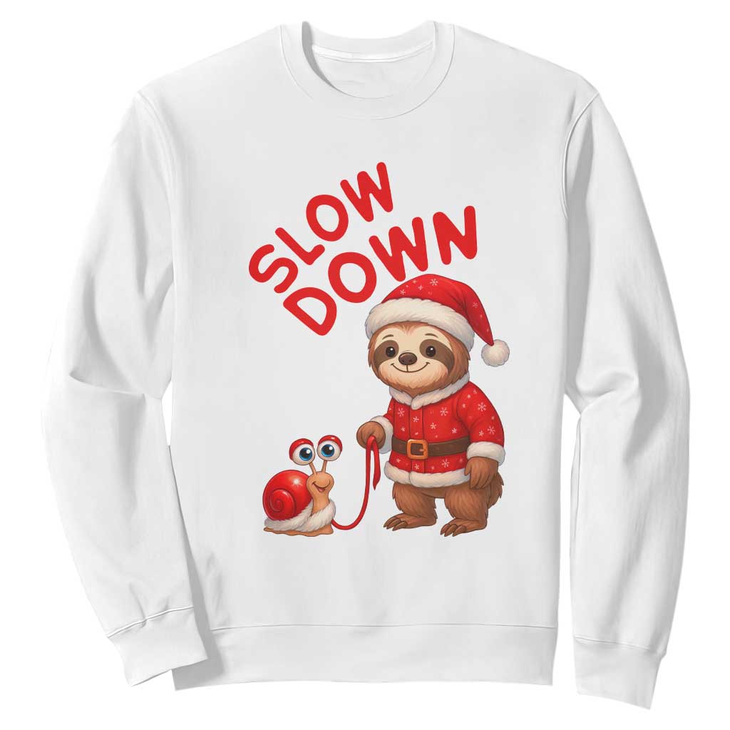 Funny Sloth Snail Christmas Sweatshirt Slow Down Xmas TS14 White Print Your Wear