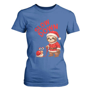 Funny Sloth Snail Christmas T Shirt For Women Slow Down Xmas TS14 Royal Blue Print Your Wear